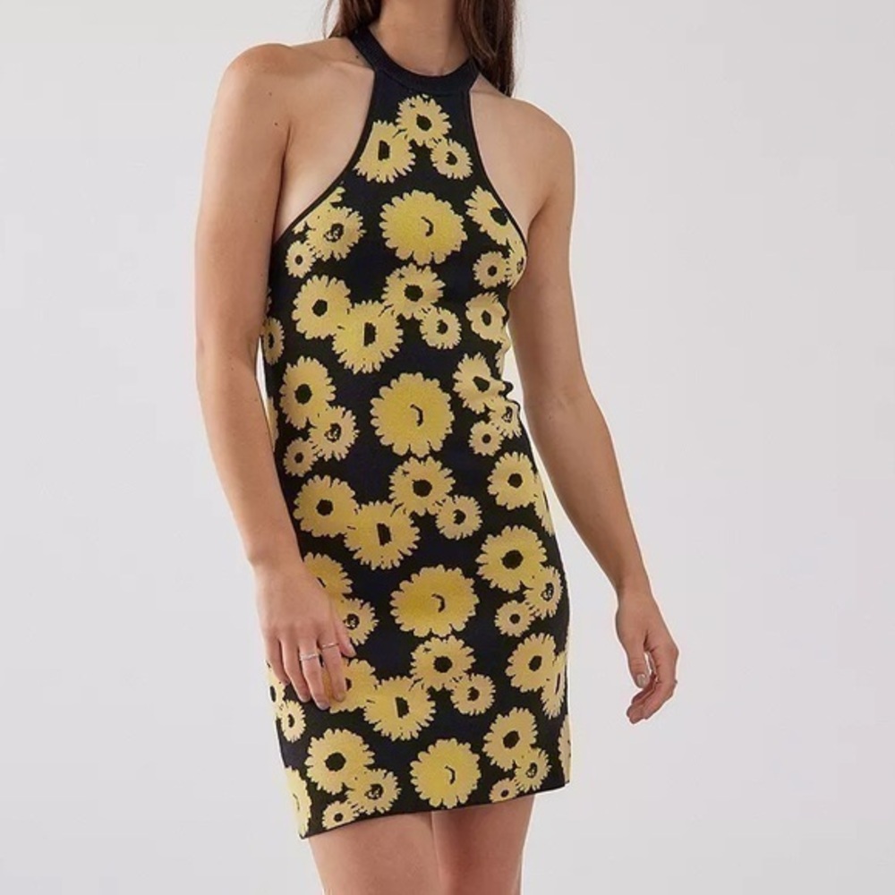 UO Charlie Sunflower Knit Mini Dress NWOT